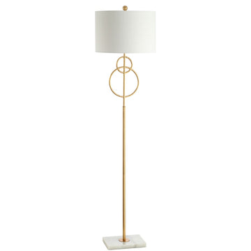 Haines 60" Modern Circle Marble/Metal LED Floor Lamp - JONATHAN Y